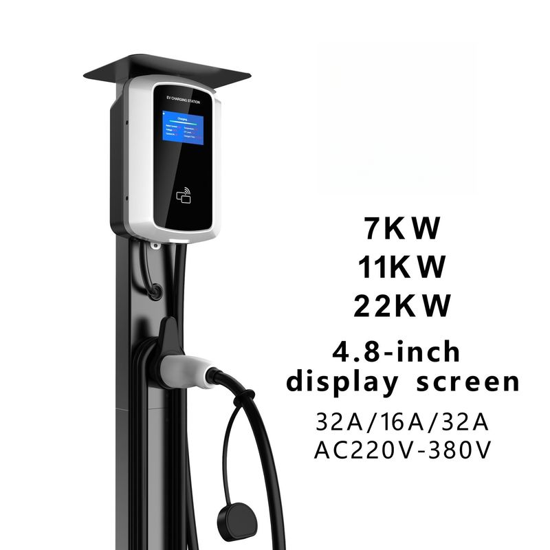 4.8-Zoll-LCD-Bildschirm 480V Wechselstrom-Wandkasten-Ladegerät Wandmontierte EV-Ladestation Swiping-Karte