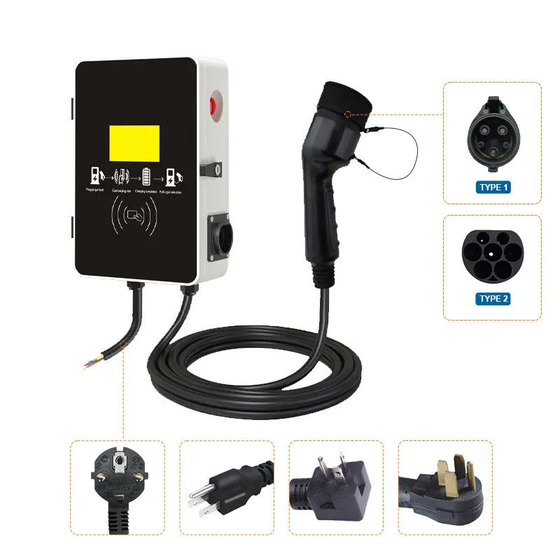 7kw 3 an der Wand befestigter EV Ladestation Typ 1 und Type2 des Phasen-schnellen elektrischen Kasten-