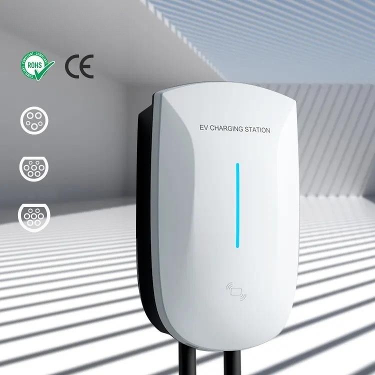 Stufe 2 7kw 11kw 22kw Ladestation Schnelle Wandmontierte EV Ladestation LED-Anzeige
