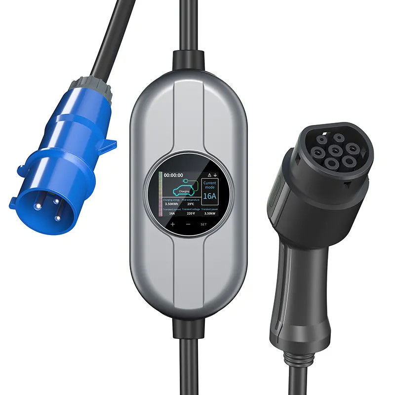 16A 32A 2,5-Zoll-LCD-Bildschirm tragbare EV-Ladestation EV-Ladegerät Typ 1 FCC