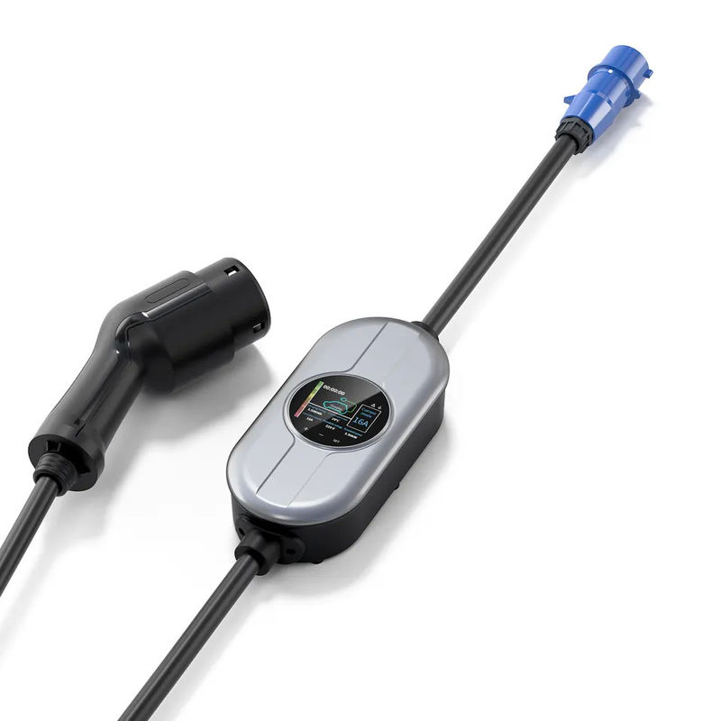 Typ 2 IEC-Lampe mit verstellbarer Strömung OLCD-Pilotenleuchte Tragbare AC-EV-Ladegeräte Wasserdicht